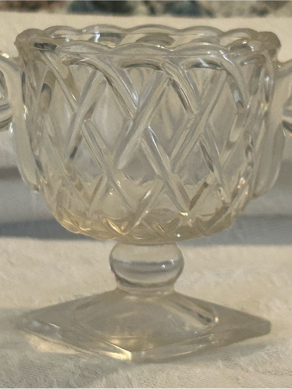 Indiana Glass “Pretzel” Pattern Footed Open Sugar Bowl